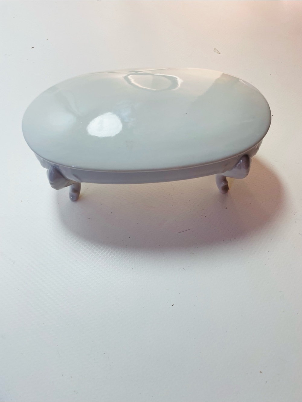 Vintage Oval  Porcelain Footed Trinket Box With Lid